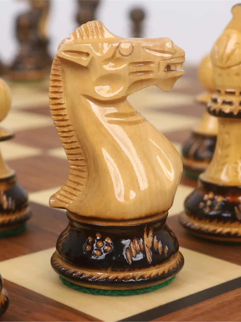 20” Legacy Golden Rosewood Chess Board with 4” Professional Staunton Pieces (Gloss Finish)