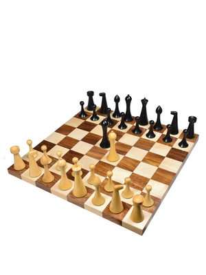 3.6" Herman Ohme Minimalist Chess Pieces - Weighted Ebonised Boxwood