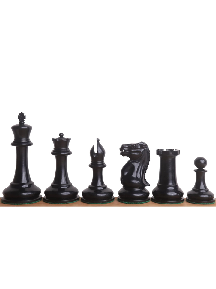 Set di scacchi Cooke Type Staunton 1849 - pezzi in legno di ebano e bosso anticato con scacchiera e scatola
