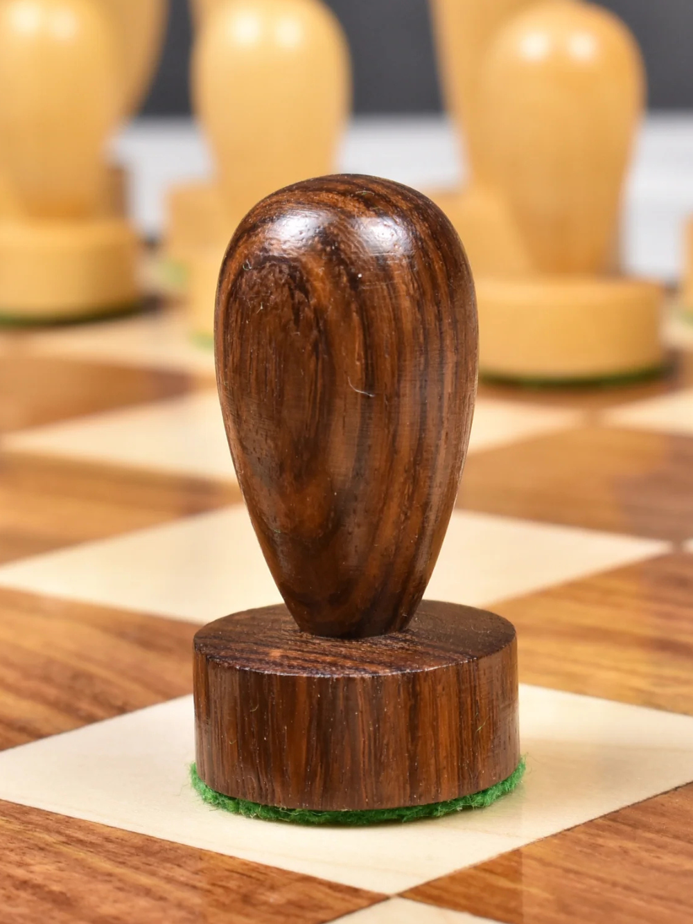 3.9″ Berliner Modern Minimalist Chess Pieces - Weighted Golden Rosewood