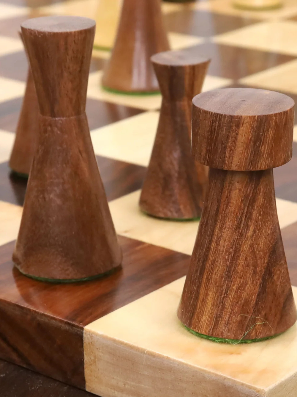 3.4" Minimalist Tower Series Weighted Chess Set - Golden Rosewood Pieces, Board & Box