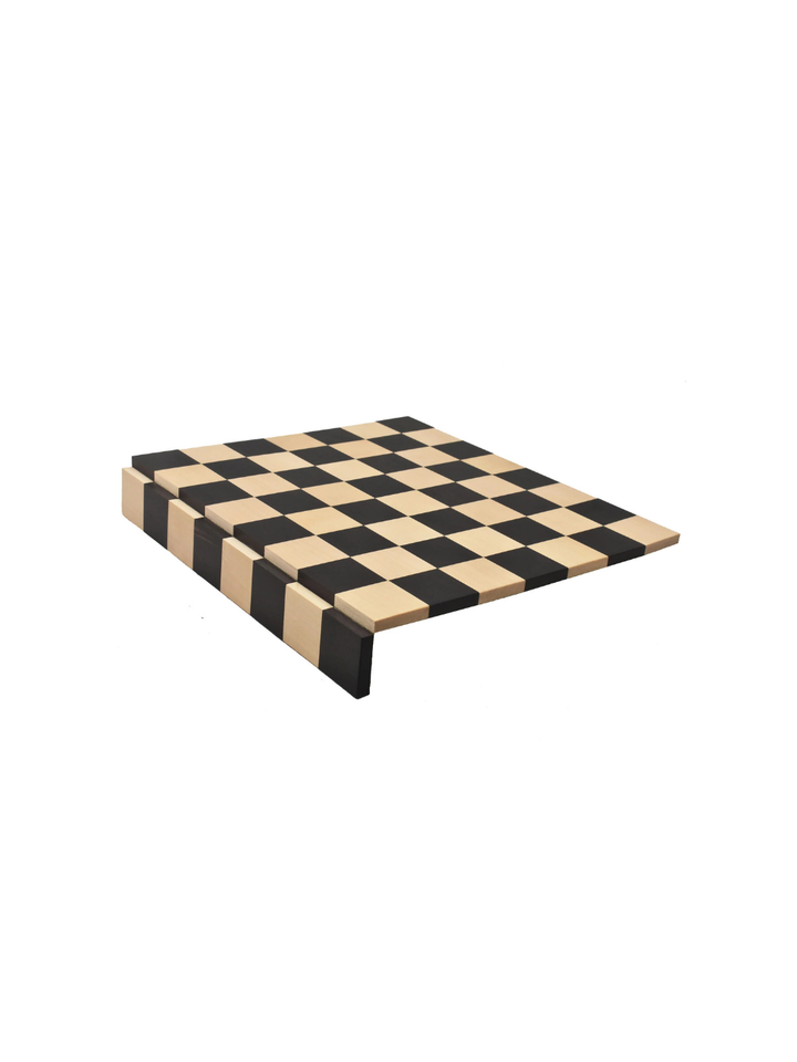 Set di scacchi contemporaneo Tower 3,9" in ottone con scacchiera in ebano da 15"