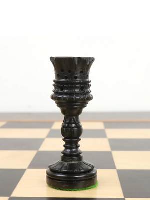 4.7" Hand Carved Lotus Series Chess Set - Chess Pieces Only in Weighted Ebony Wood