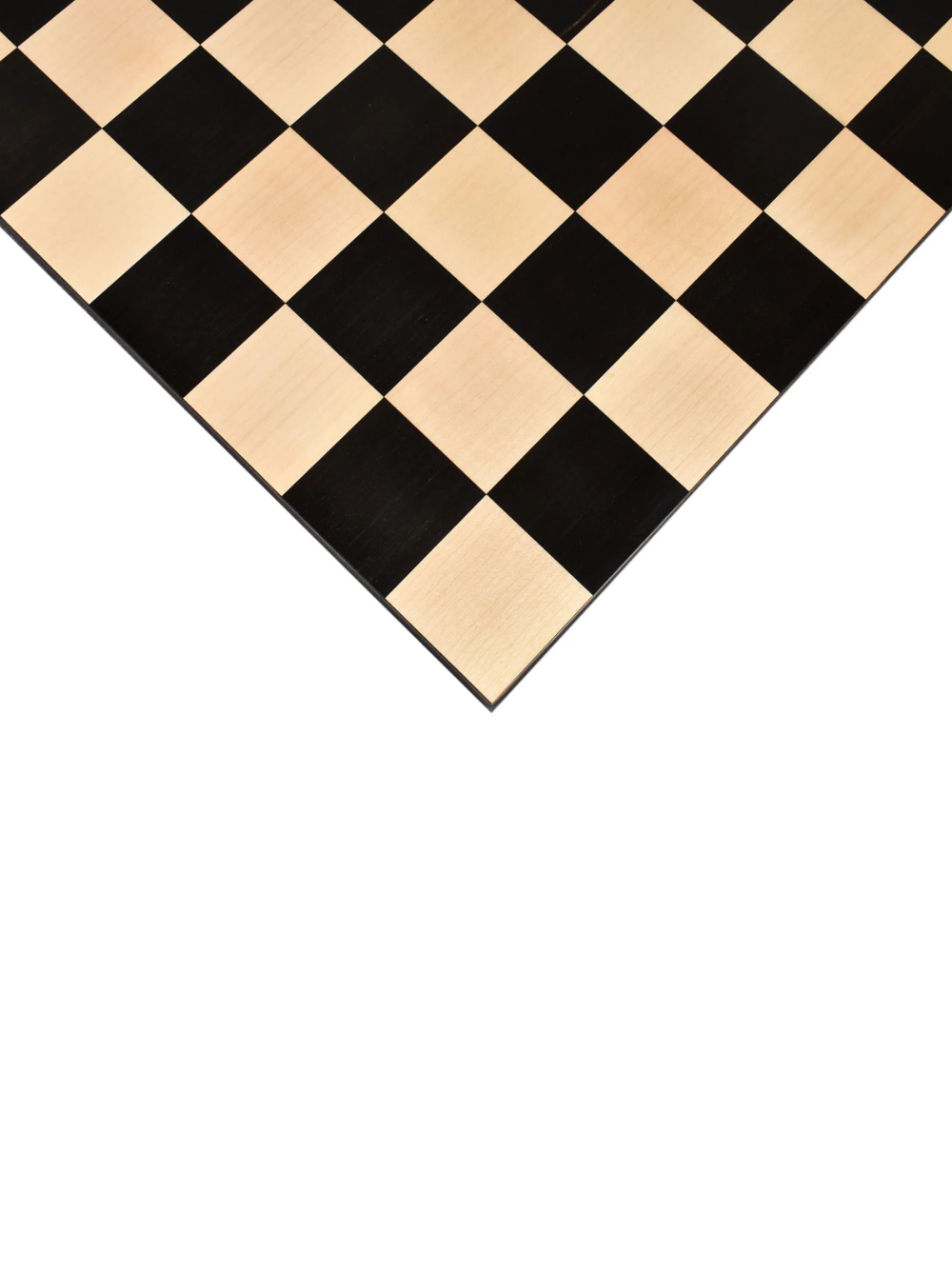 Scacchiera senza bordi in legno massello intarsiato in ebano e acero (casella 55 mm)