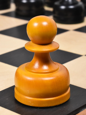 1960's Soviet Championship Tal Chess Set - Antiqued Boxwood Pieces with 21" Board & Box