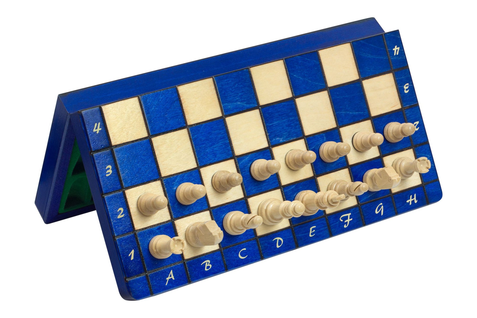Jeu d'échecs en bois bleu