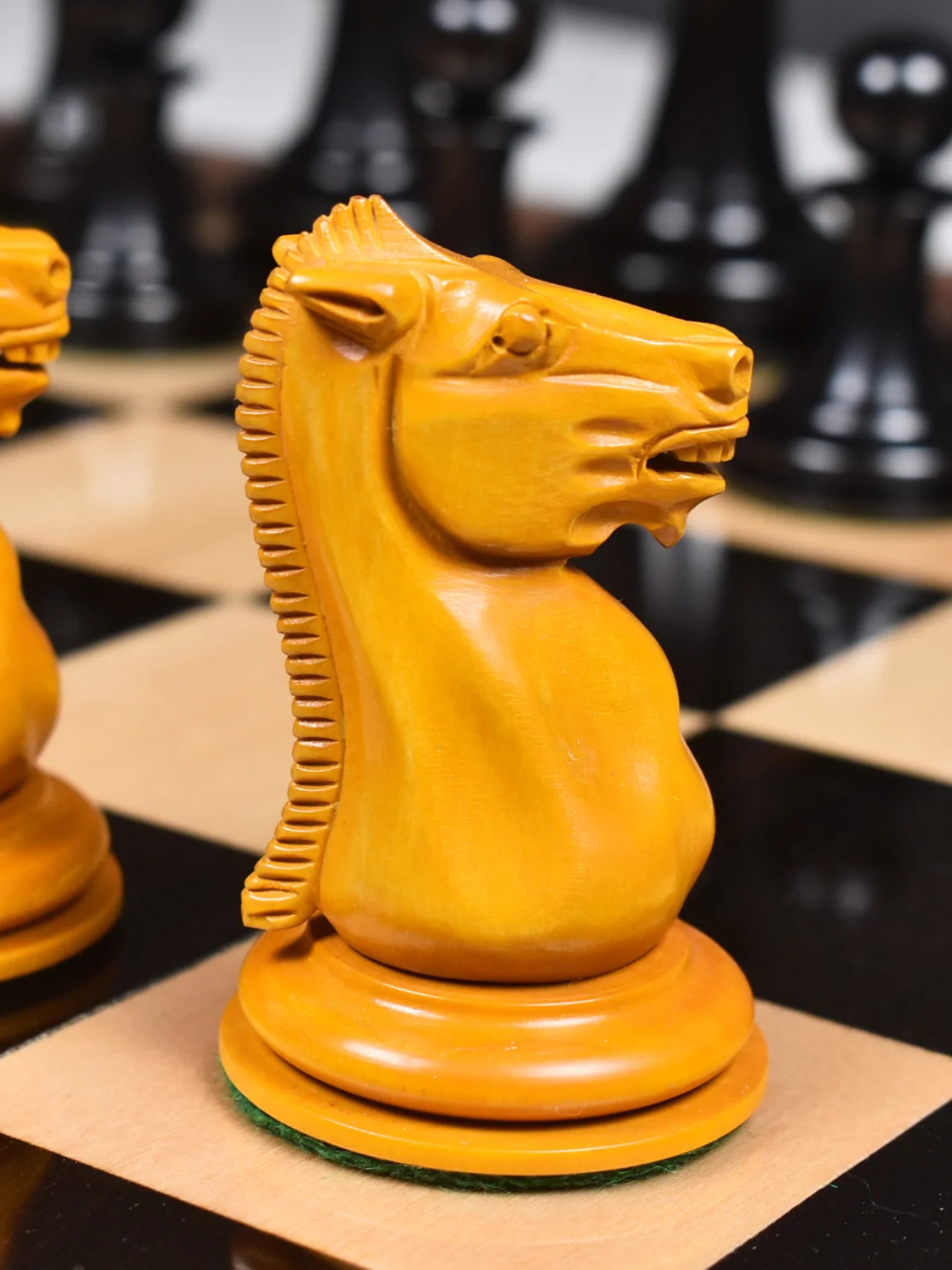 1849-50 Leuchars Cook Staunton Chess Pieces Ebony Wood & Antiqued Boxwood - 4.5"