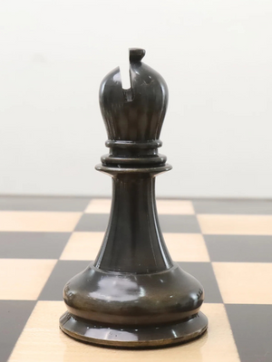 4.5" Jacques Staunton 1849 - Luxury Brass Metal Chess Pieces Only Set - Silver & Grey- Extra Queens