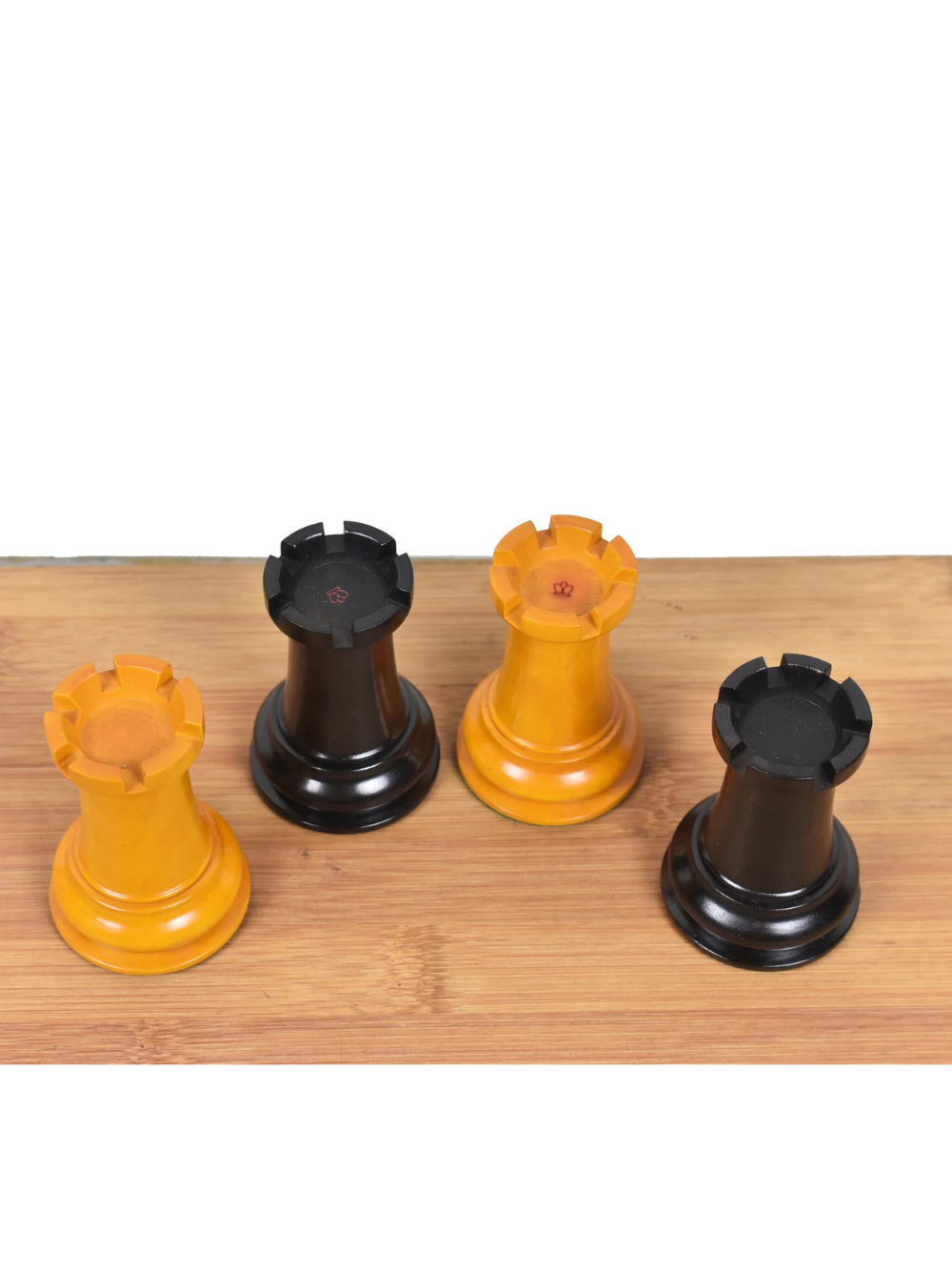 1849-50 Leuchars Cook Staunton Chess Pieces Ebony Wood & Antiqued Boxwood - 4.5"