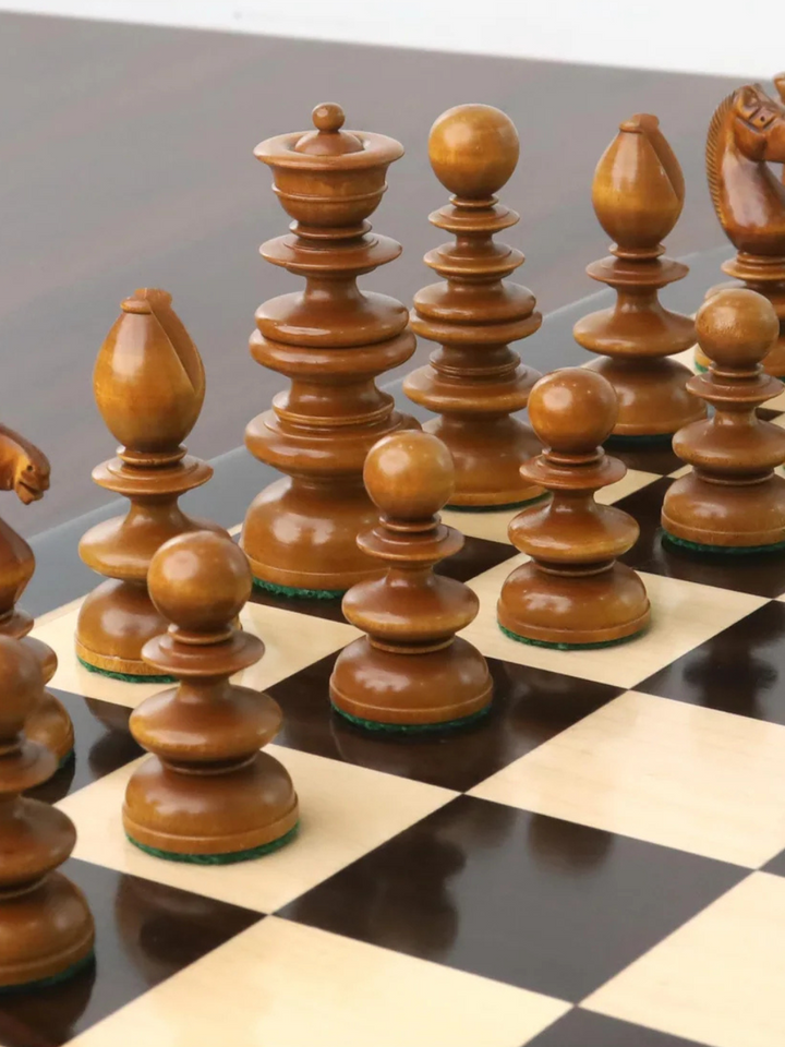 3.3" St. John Pre-Staunton Ebony Wood &amp; Antique Calvert Chess Pieces