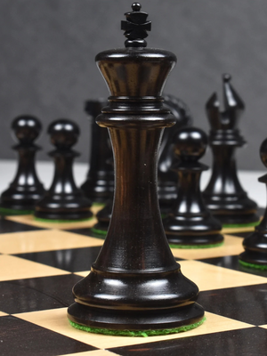 Repro 2016 Sinquefield Staunton Ebony Wood Chess Pieces - Triple Weight