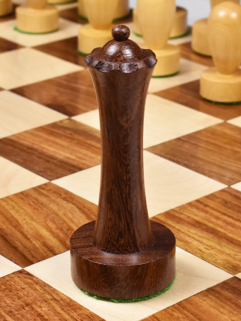 3.9″ Berliner Modern Minimalist Chess Pieces - Weighted Golden Rosewood