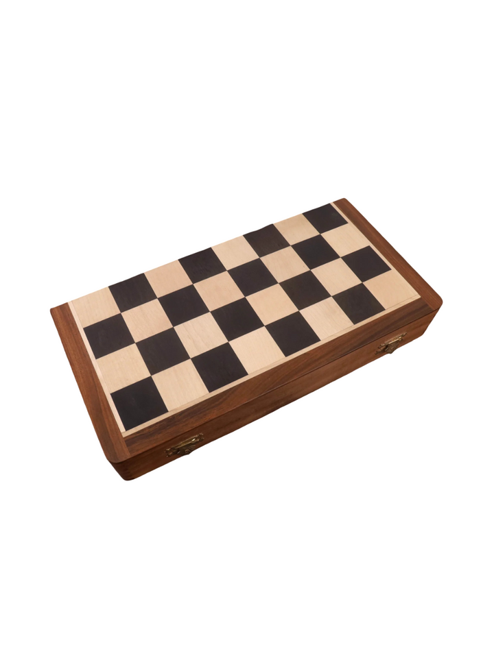 16" Premier Series Magnetic Travel Chess Set- Ebony &amp; Maple Wood Board with Ebonised Boxwood Pieces