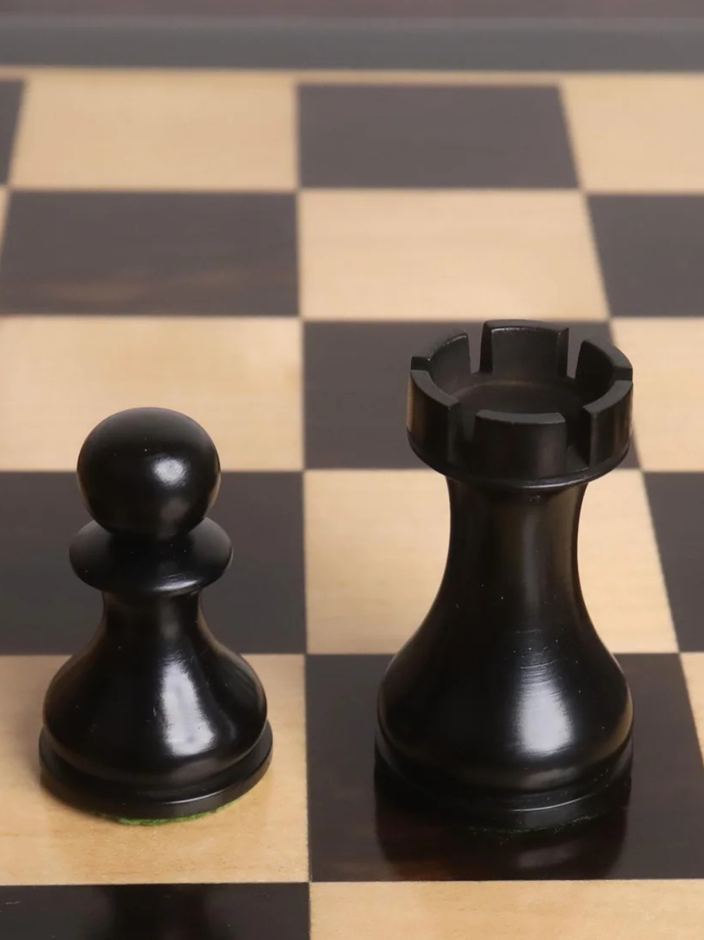 3.6" English Dublin Pattern Chess Pieces Antiqued & Ebonised Boxwood