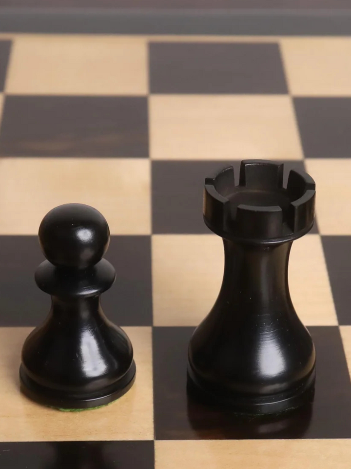 English Dublin Pattern Chess Pieces - Antiqued &amp; Ebonised Boxwood - 3.6" King