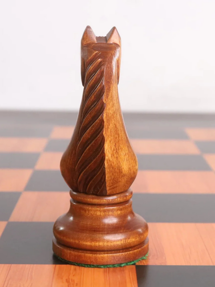 1935 Botvinnik Flohr-II Soviet Chess Pieces - Distress Antiqued Boxwood &amp; Ebonised Boxwood - 4.4" King