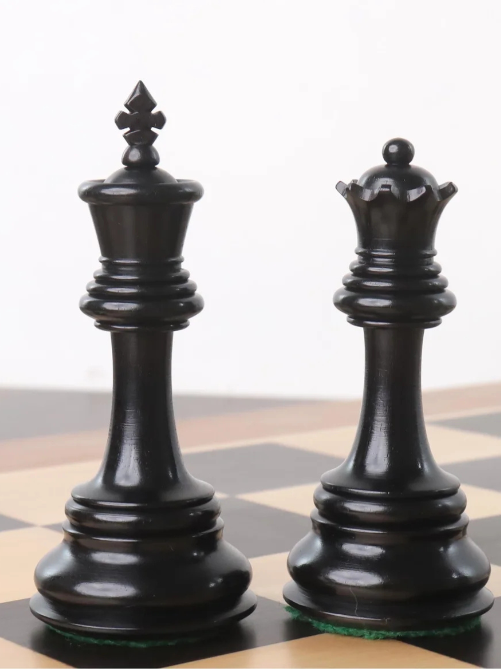4.5" Tilted Knight Luxury Staunton Chess Pieces Ebony Wood & Boxwood
