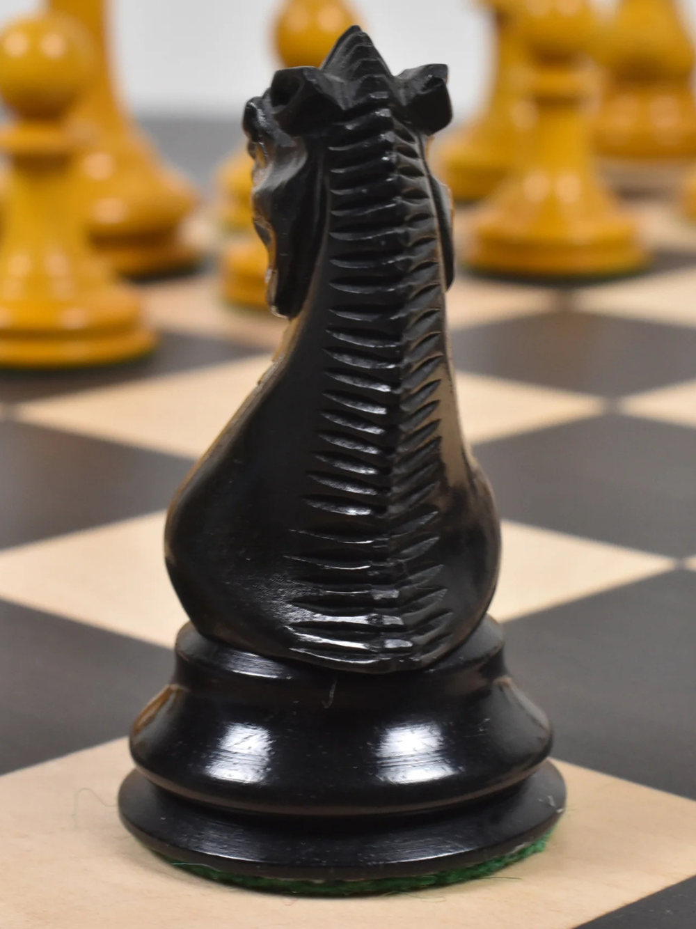 1852-55 Harrwitz Staunton Chess Pieces Antiqued Boxwood and Ebony - 3.5" King