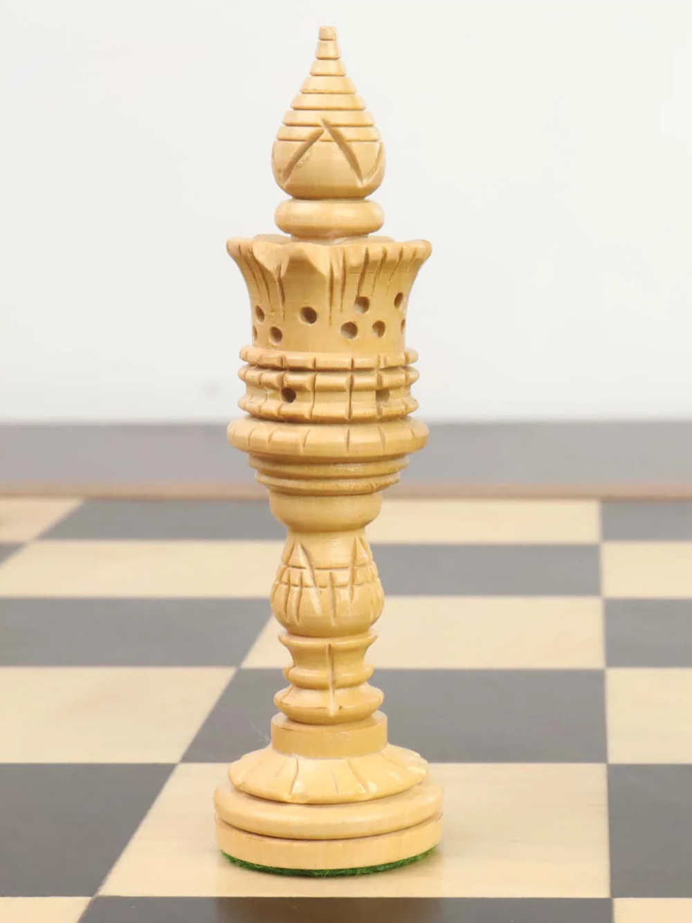 4.7" Hand Carved Lotus Series Chess Set - Chess Pieces Only in Weighted Ebony Wood