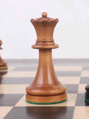1900s' American Chess Company Reproduction Chess Set - Chess Pieces Only - Antiqued & Ebonised Boxwood - 3.9" King