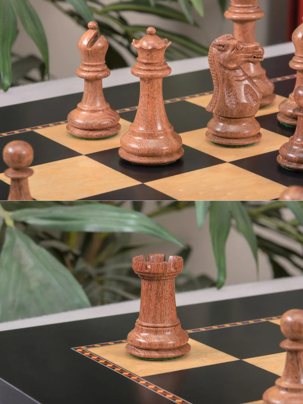 The York Series Chess Pieces - 3.5" King (Golden Rosewood and Natural Boxwood)