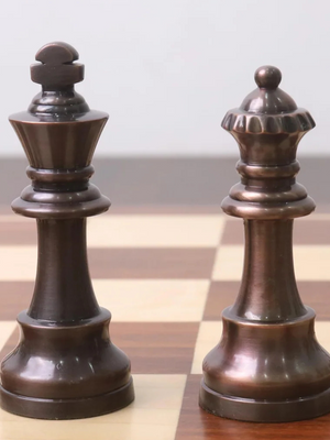 3.2" Pro Staunton Antiqued Copper Brass Metal Luxury Chess Pieces - 3.2" King