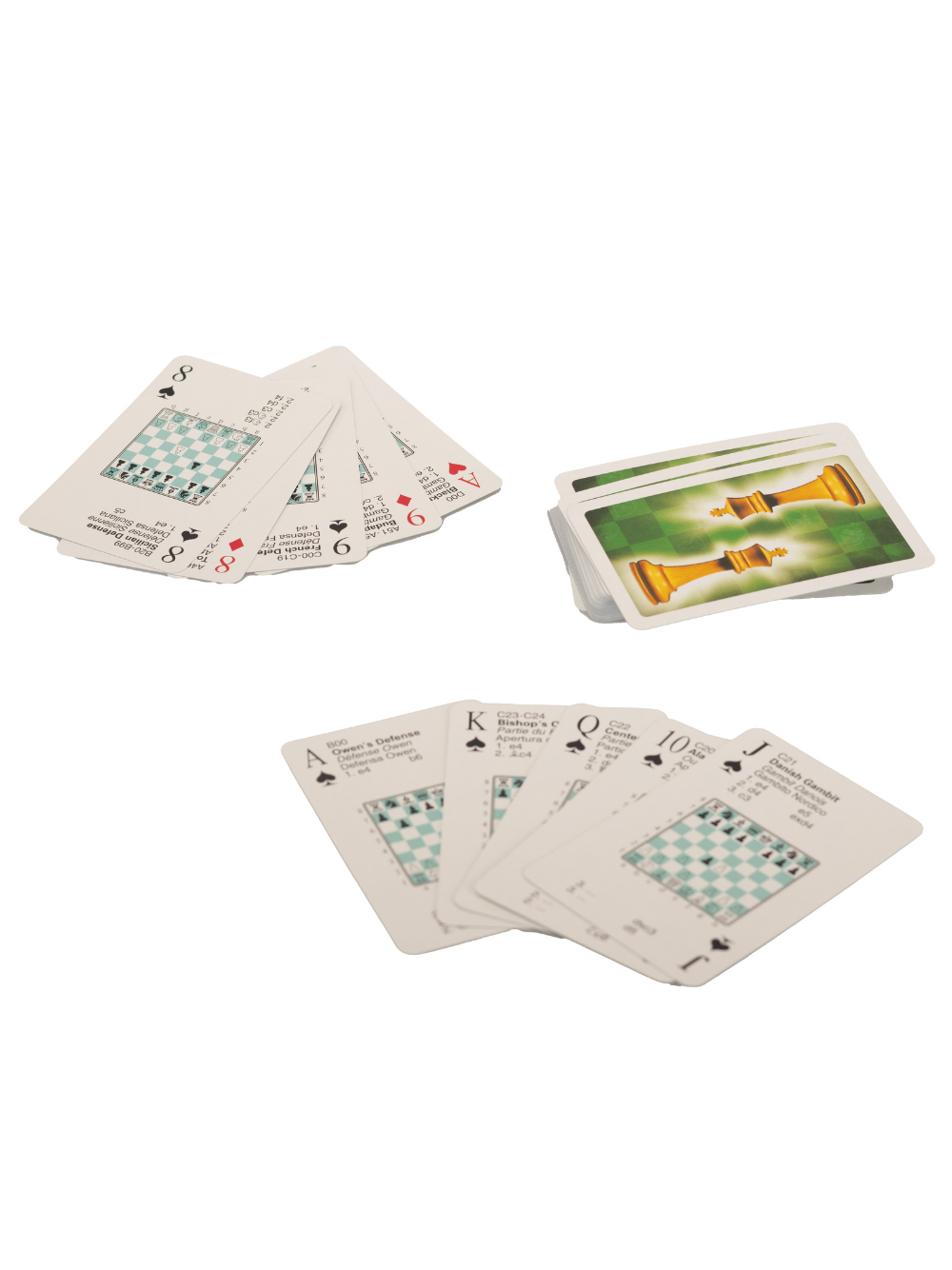 Schachspielkarten mit beliebten Debüts