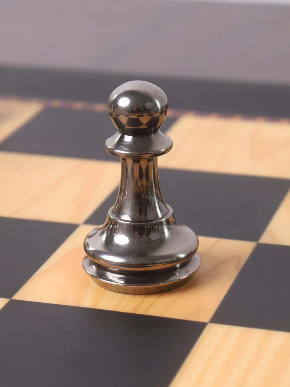 3.9" Fierce Knight Series Brass Metal Luxury Chess Set - Pieces Only - Metallic Gold & Grey