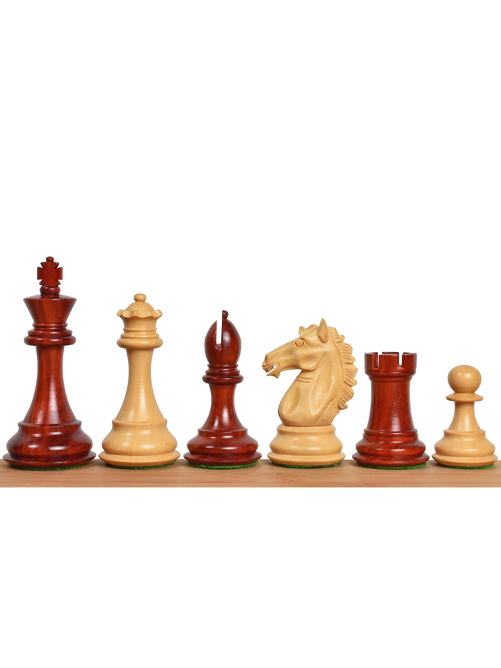 Set di scacchi esclusivo Alban Staunton 3,9" - pezzi in palissandro Bud con scacchiera e scatola