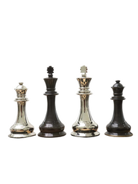Jeu d'échecs de luxe en laiton Jacques Staunton 1849 (4,5 pouces) - Pièces uniquement - Argent et gris - Reines supplémentaires