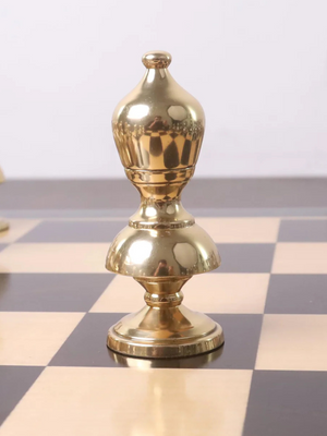 3.4" Victorian Series Brass Metal Luxury Chess Set - Pieces Only - Metallic Gold & Grey