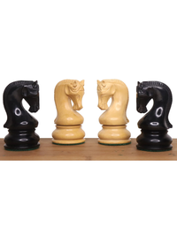 4" Leningrad Staunton Chess Set - Pieces in Ebonised Boxwood with Board and Box
