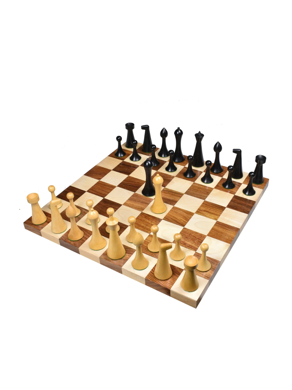 Hermann Ohme Chess Set - 3.6" Ebonised Boxwood Pieces with Golden Rosewood Board and Box