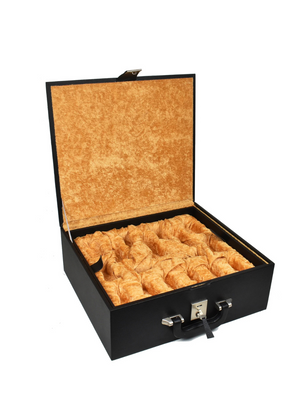 Dragon Luxury Staunton Chess Set - Ebony Pieces with Board & Box