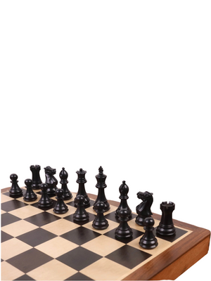 16" Premier Series Magnetic Travel Chess Set- Ebony & Maple Wood Board with Ebonised Boxwood Pieces