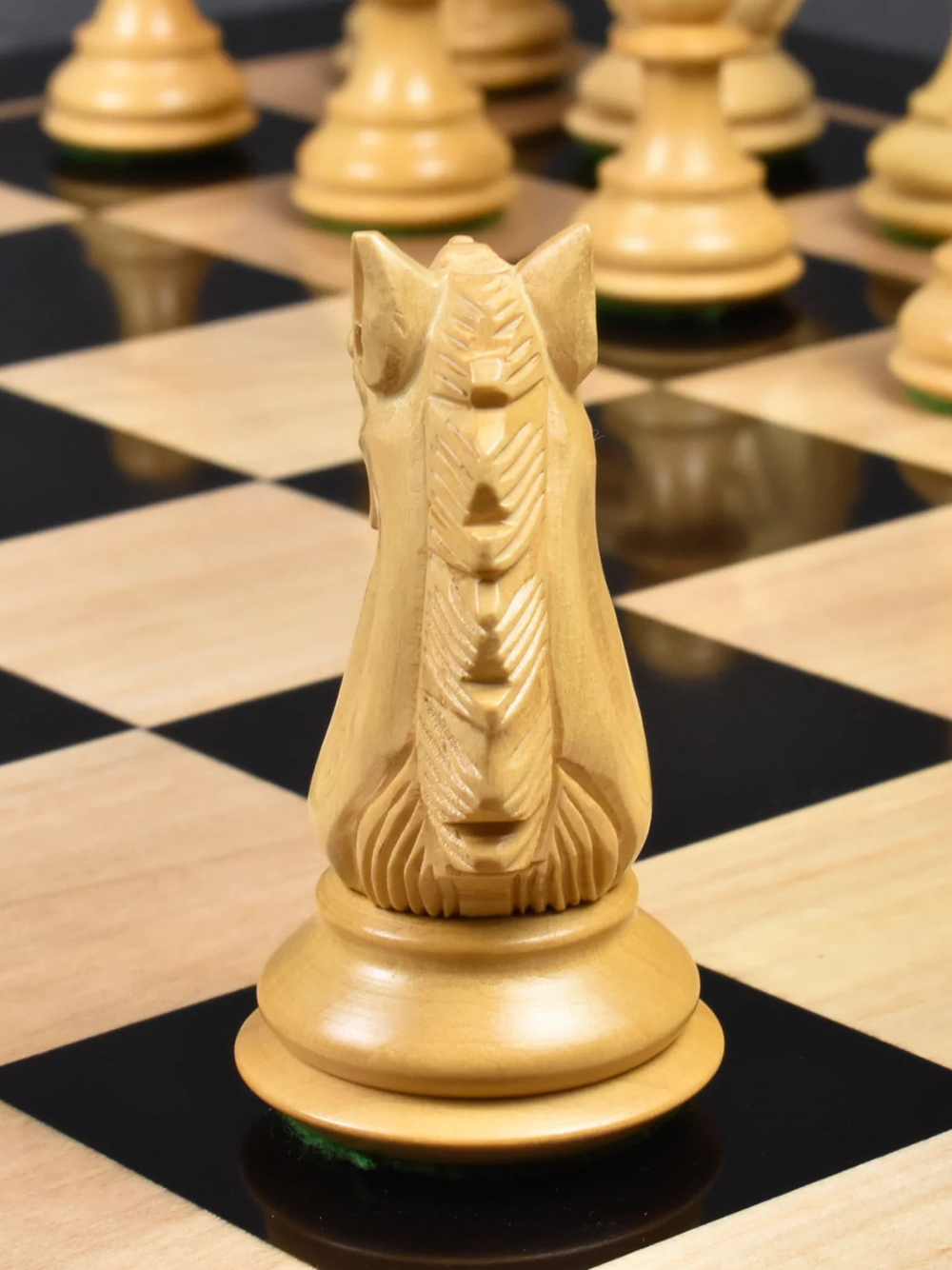 3.9" Exclusive Alban Staunton Chess Pieces Triple Weighted Ebony Wood