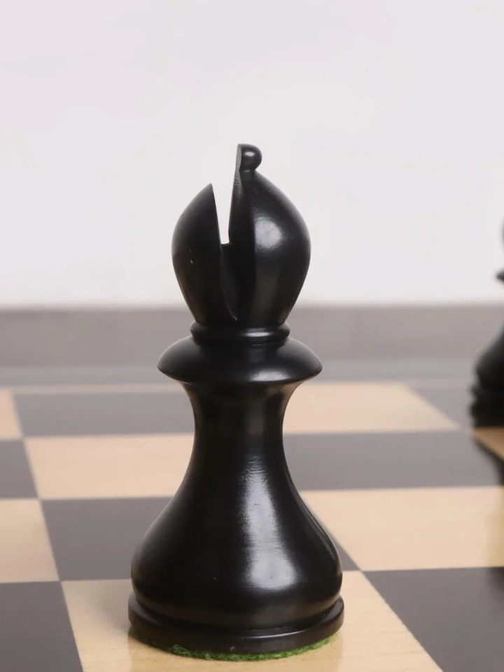 English Dublin Pattern Chess Pieces - Antiqued &amp; Ebonised Boxwood - 3.6" King