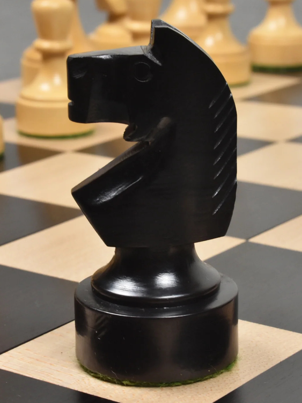 Pezzi di Scacchi Staunton Bundesform Tedeschi - Legno di Bosso Ebonizzato - Re 3,8"