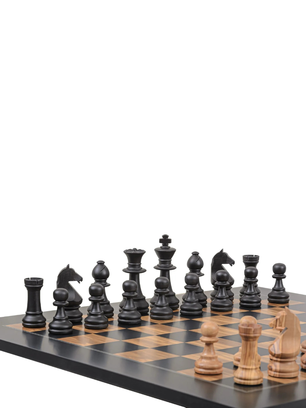 Rechapados Ferrer Olivewood Chess Set Combo - Black Olive Chess Board & Pieces