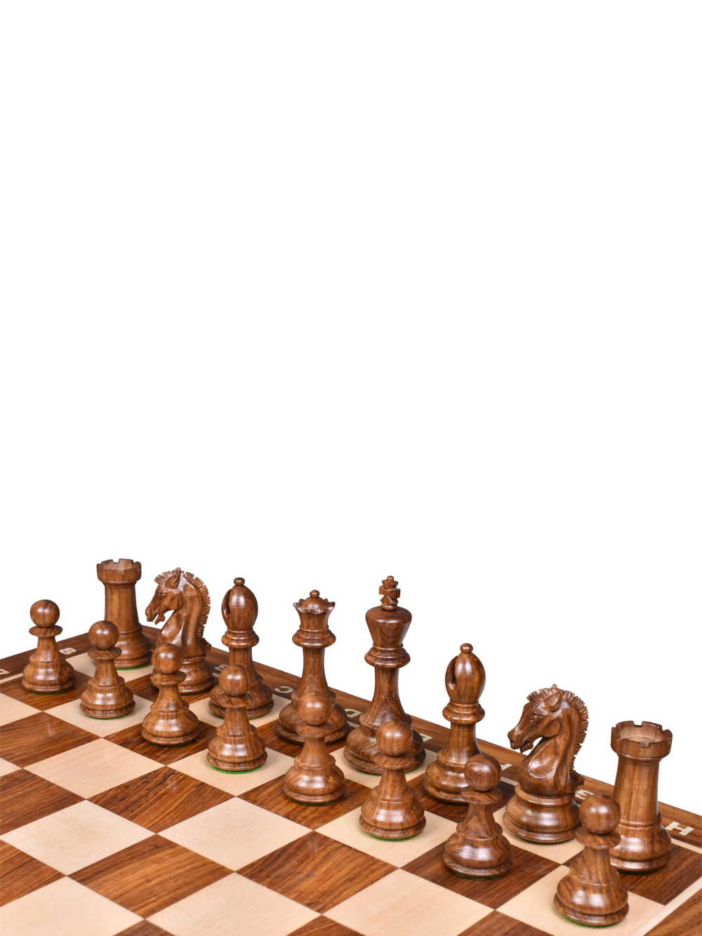 3.9" Craftsman Knight Staunton Chess Pieces Double Weighted Golden Rosewood