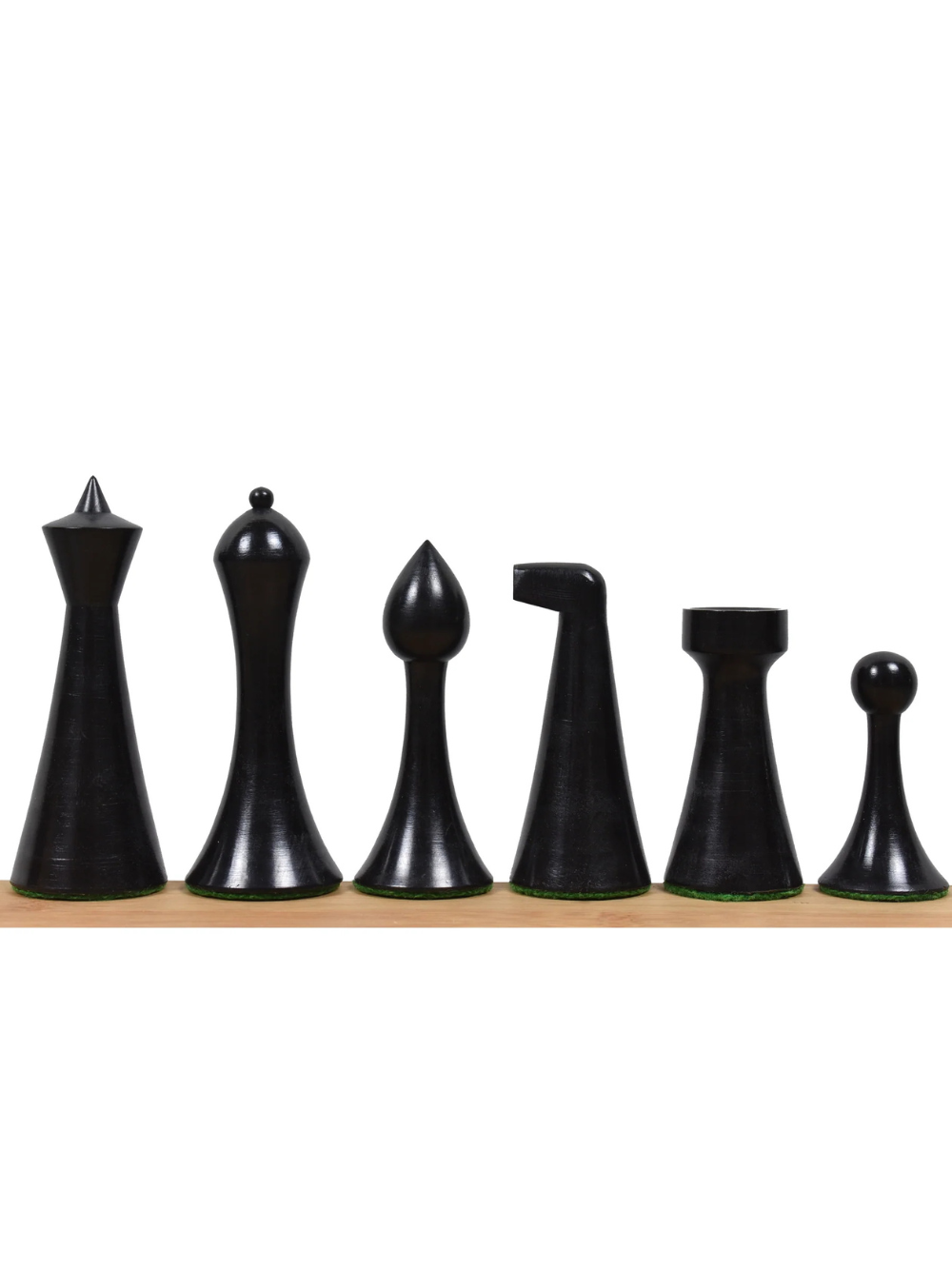 3.6" Herman Ohme Minimalist Chess Pieces - Weighted Ebonised Boxwood