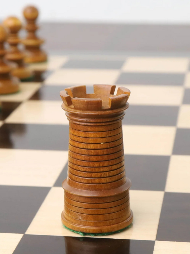 3.3" St. John Pre-Staunton Ebony Wood &amp; Antique Calvert Chess Pieces