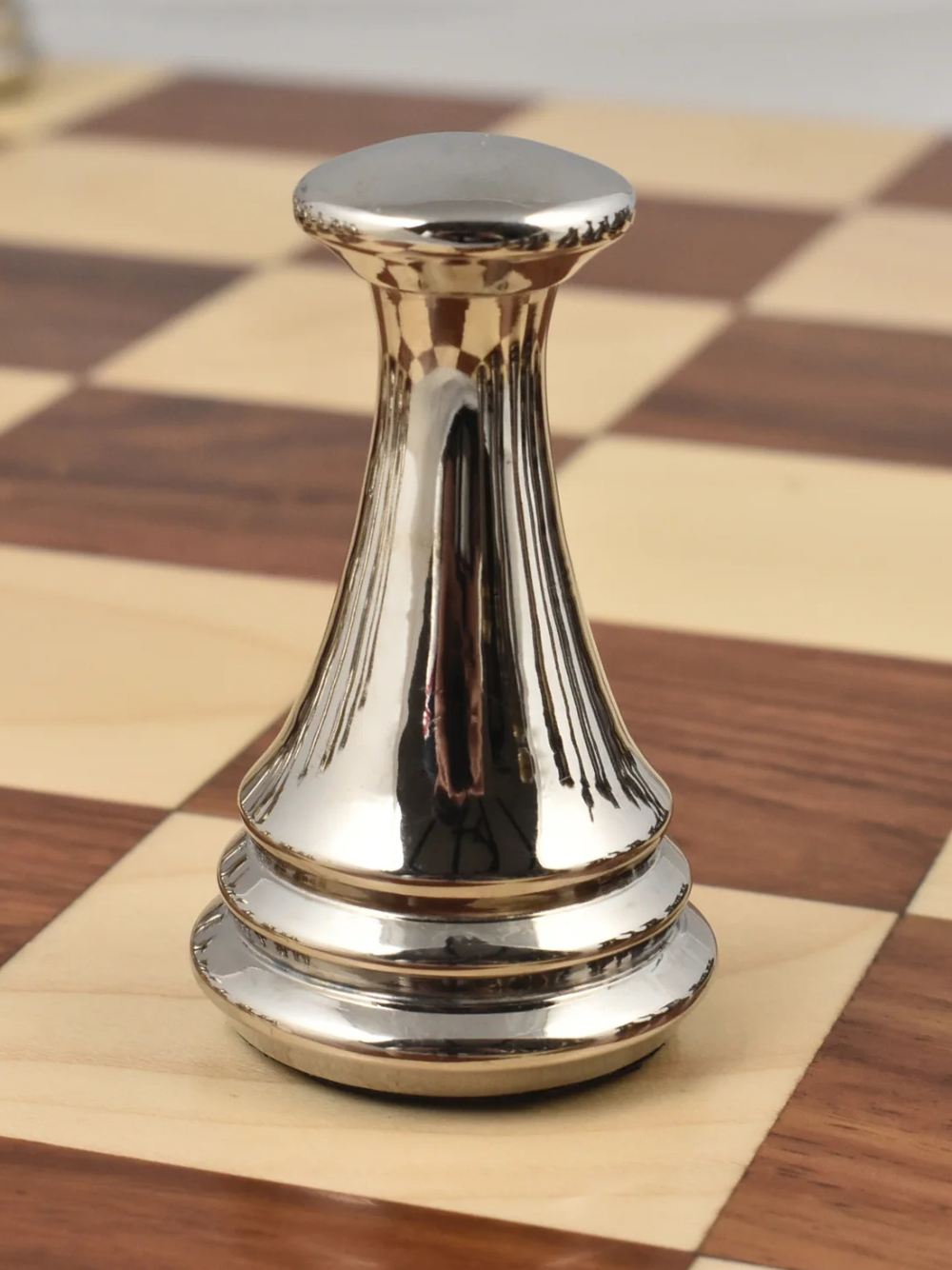 4.4" Russian Zagreb Brass Metal Luxury Chess Pieces - Silver & Antique
