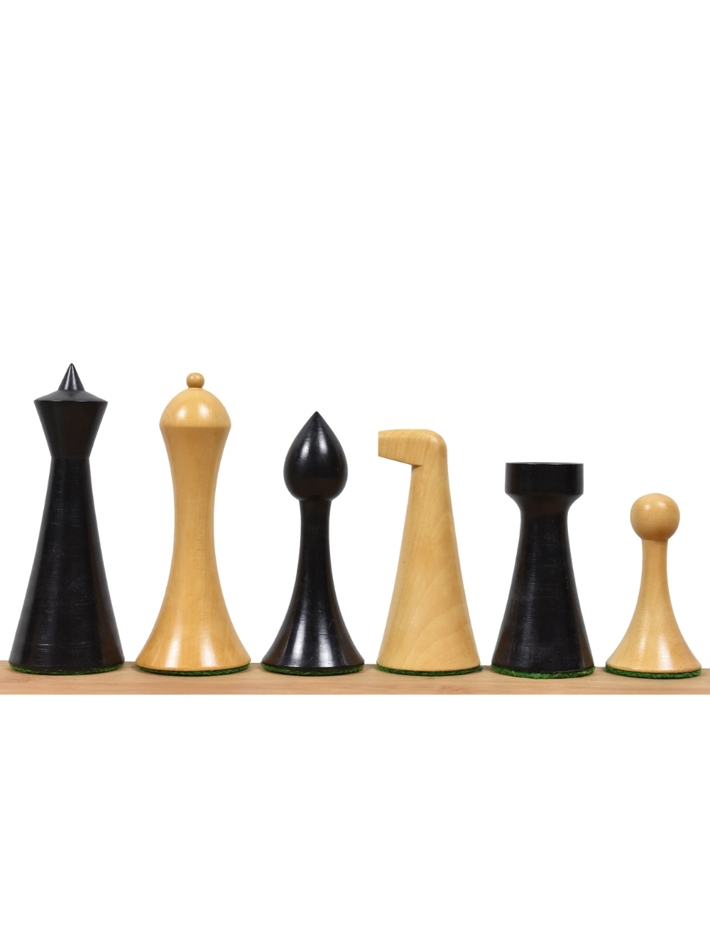 3.6" Herman Ohme Minimalist Chess Pieces - Weighted Ebonised Boxwood