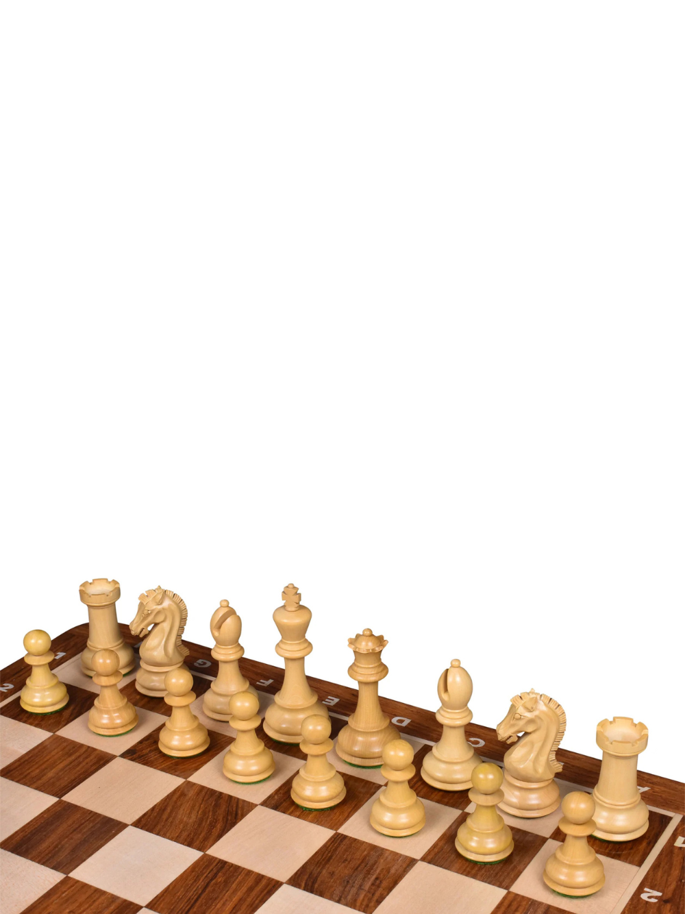 3.9" Craftsman Knight Staunton Chess Pieces Double Weighted Golden Rosewood