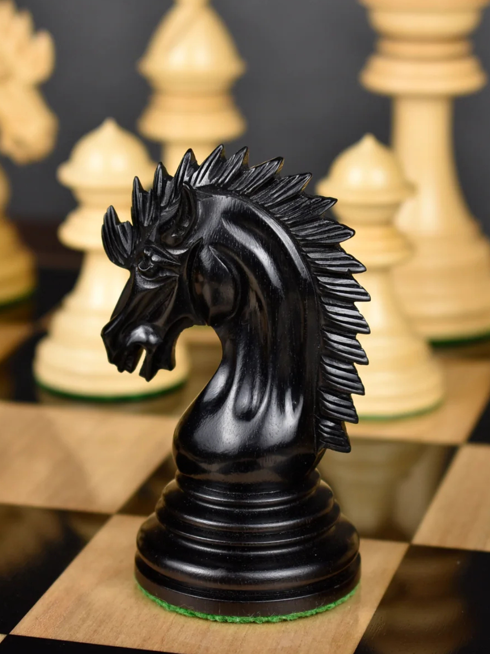 Dragon Luxury Staunton Chess Set - Ebony Pieces with Board & Box