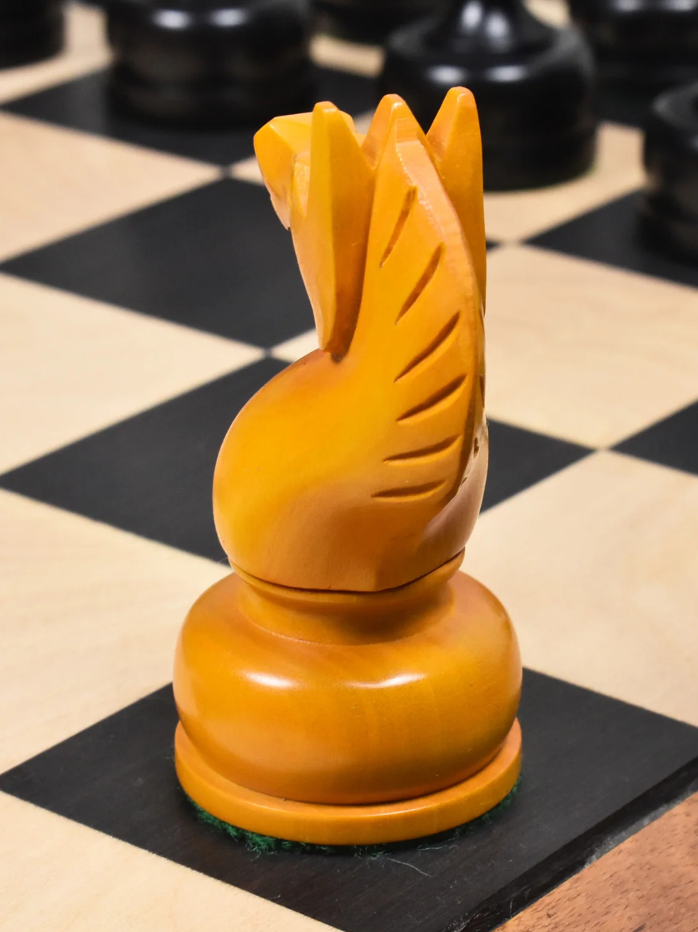 1960's Soviet Championship Tal Chess Set - Antiqued Boxwood Pieces with 21" Board & Box