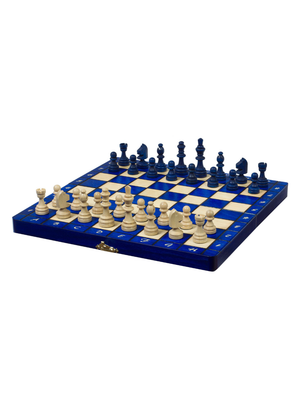Jeu d'échecs en bois bleu