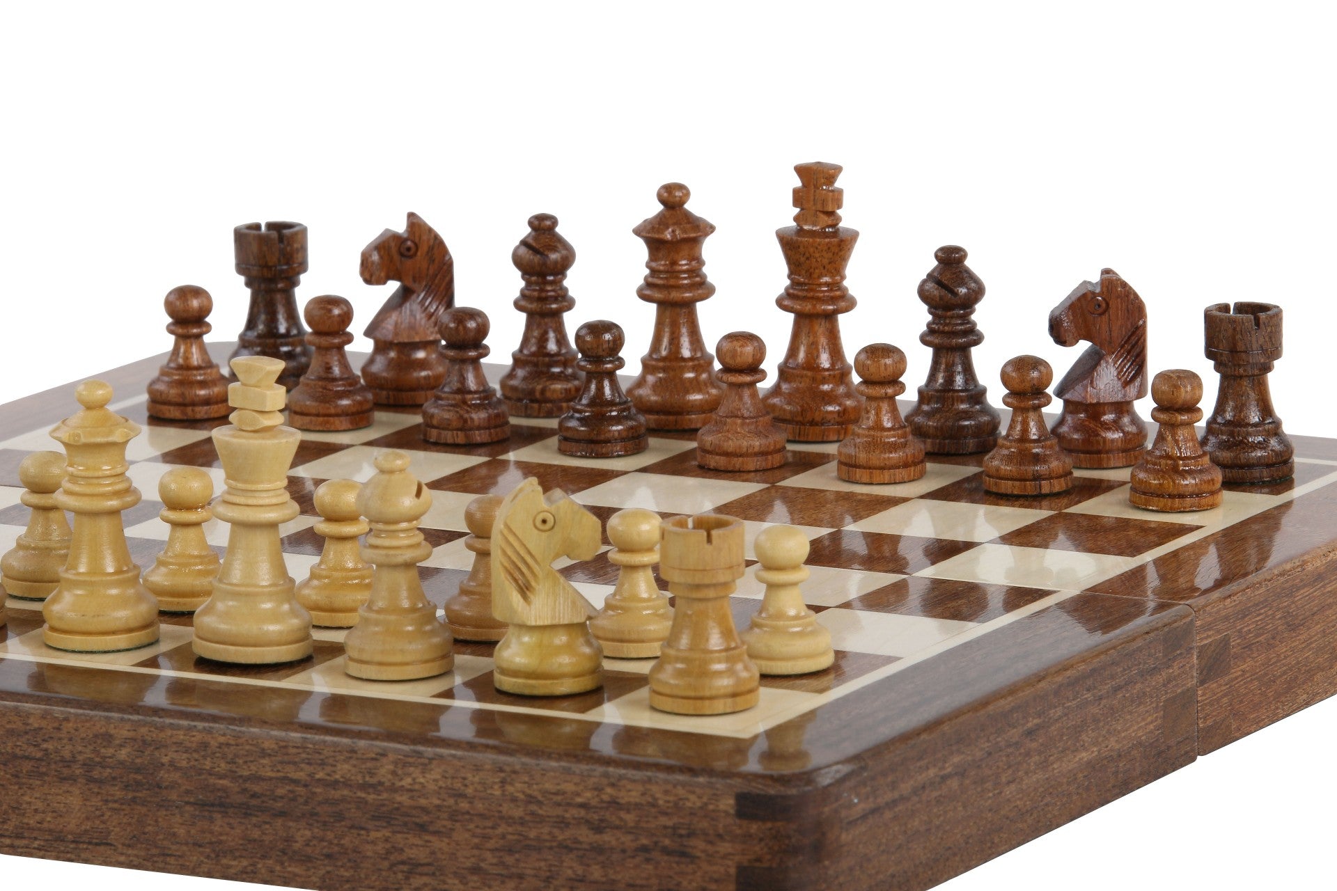 Jeu d'échecs magnétique avec échiquier incrusté, 25 cm