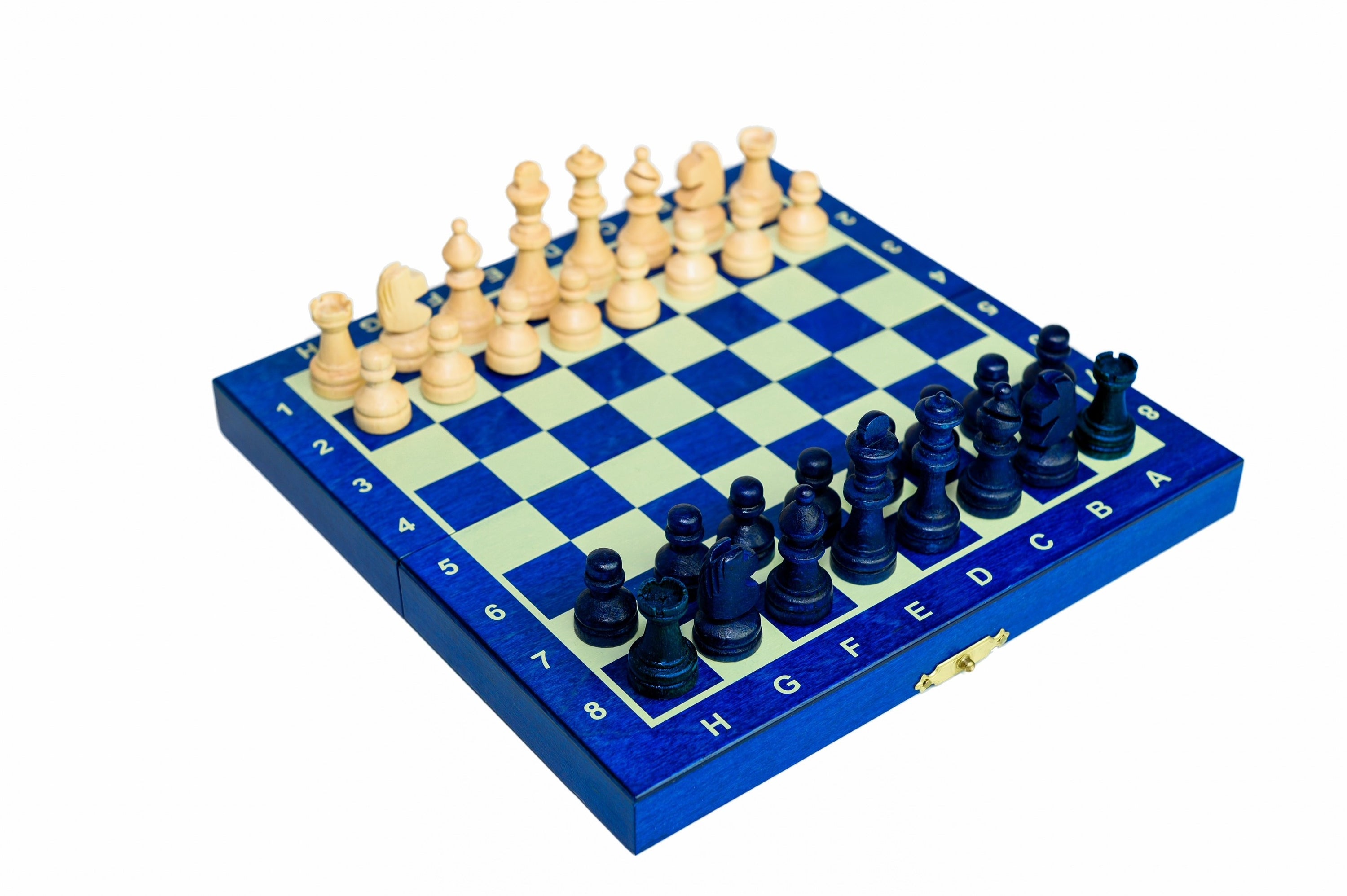 Mini jeu d'échecs scolaire bleu